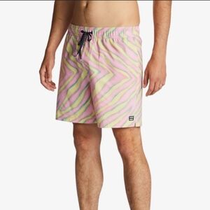 Billabong Mens Recycler Swim Shorts Sundays Layback Pink Tiger Print Size Medium